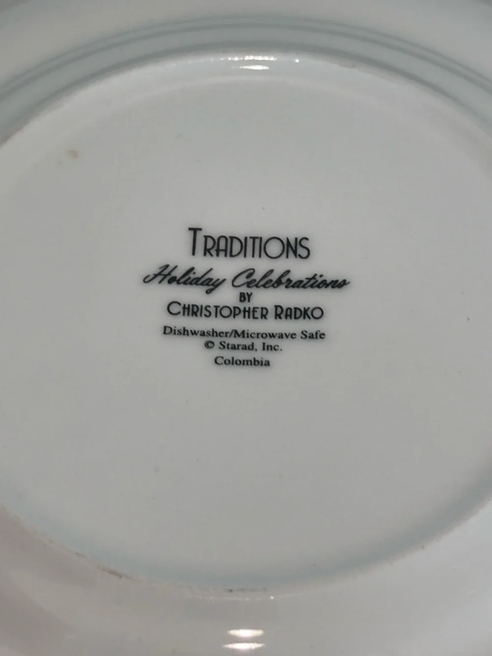 Christopher Radko Holiday Celebrations Green Trim 6 inch Canapé/Appetizer plates